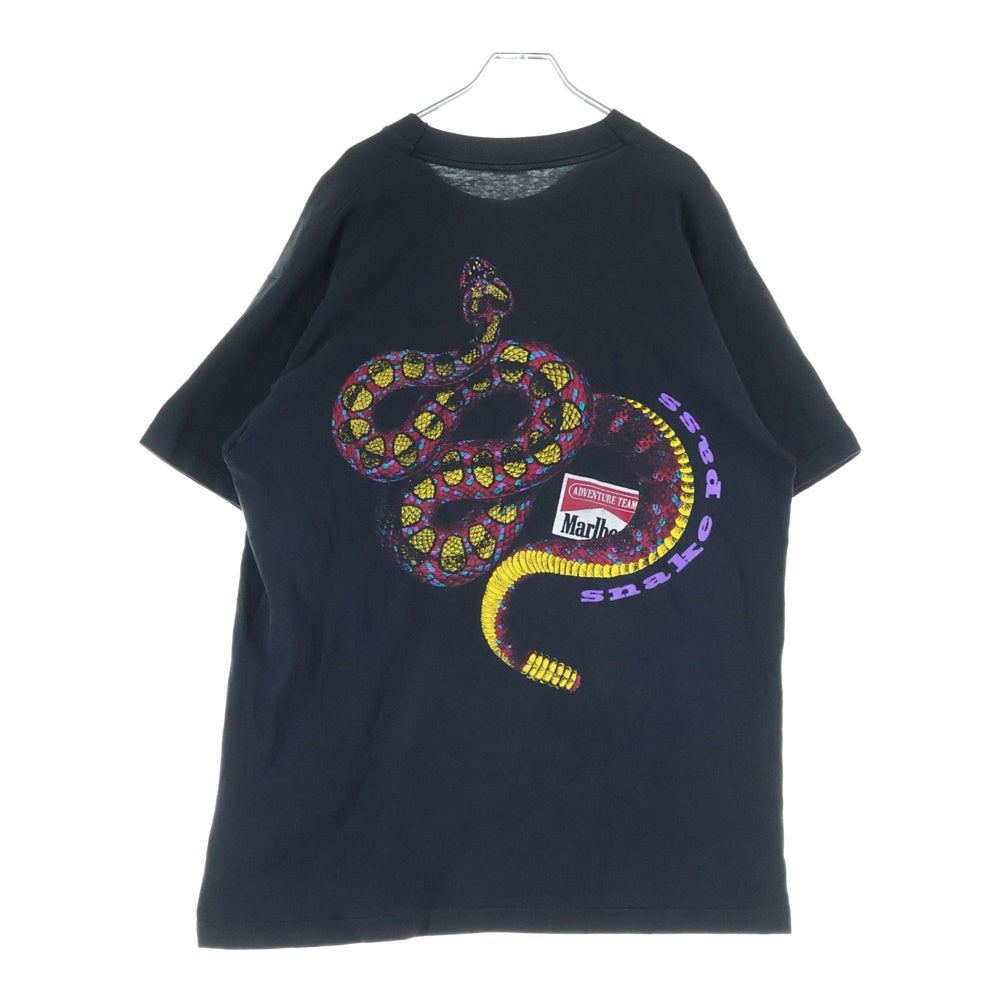 VINTAGE(ヴィンテージ) 90S MARLBORO SNAKE PASS POCKET TEE USA製 マルボロ スネークパス ポケット クルーネック半袖Tシャツカットソー ブラック