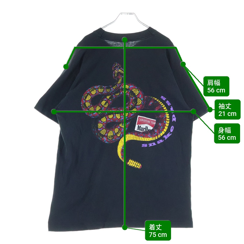 VINTAGE(ヴィンテージ) 90S MARLBORO SNAKE PASS POCKET TEE USA製 マルボロ スネークパス ポケット クルーネック半袖Tシャツカットソー ブラック