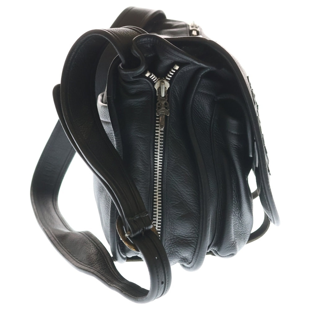 CHROME HEARTS(クロムハーツ) SHOULDER BAG-CEME セメタリークロスパッチレザーショルダーバッグ ブラック