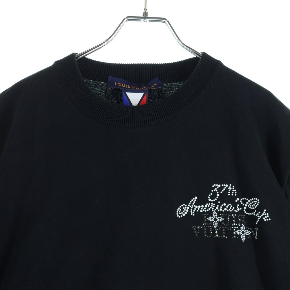 LOUIS VUITTON(ルイヴィトン) 24AW Embellished Short-Sleeved Cotton Crewneck RM242MH OY8 HRN57W 37thアメリカズカップ 半袖クルーネック半袖ニットTシャツカットソー ブラック