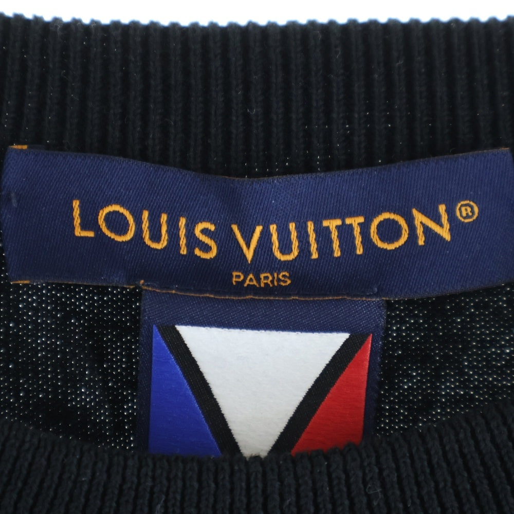 LOUIS VUITTON(ルイヴィトン) 24AW Embellished Short-Sleeved Cotton Crewneck RM242MH OY8 HRN57W 37thアメリカズカップ 半袖クルーネック半袖ニットTシャツカットソー ブラック