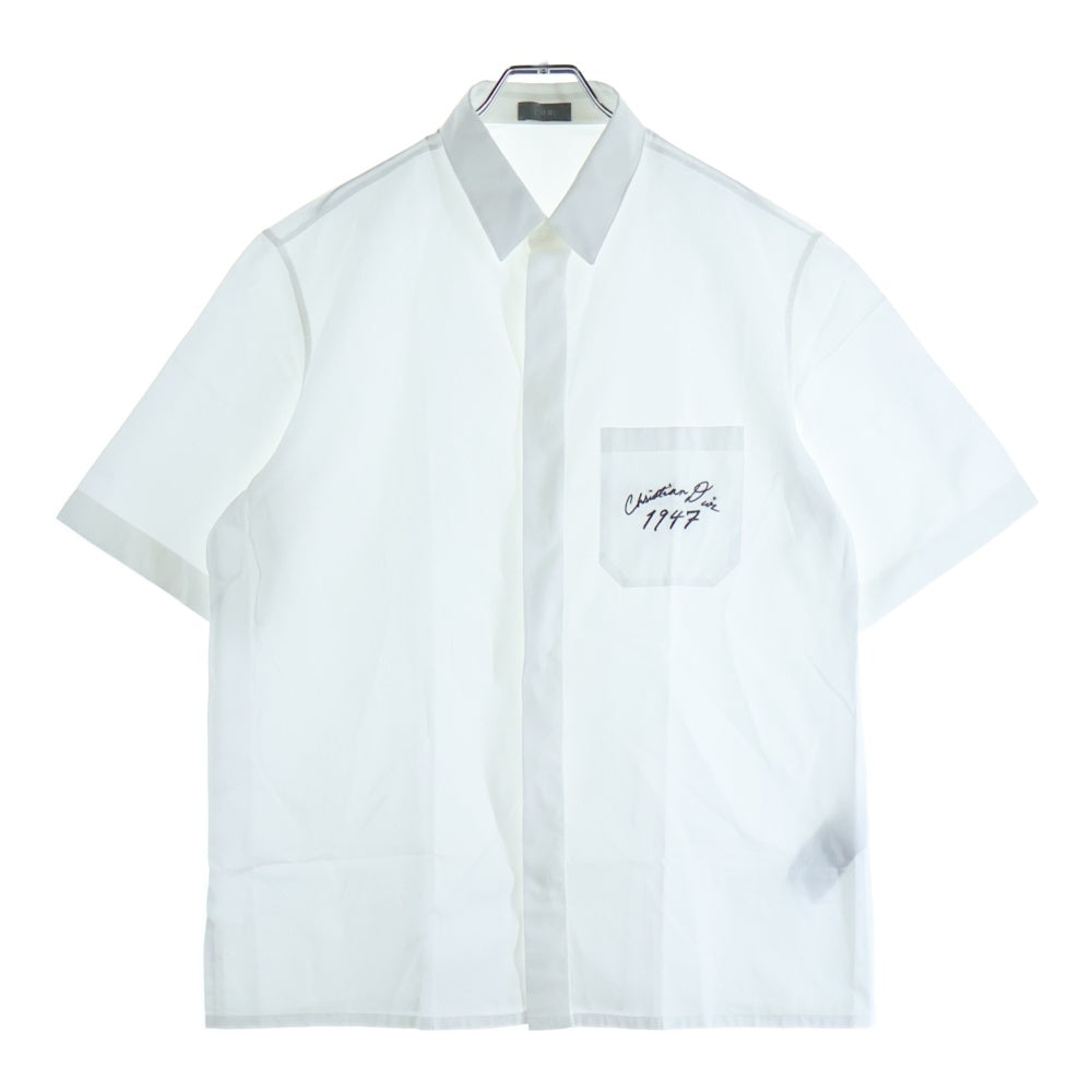 Dior HOMME(ディオールオム) 24AW ロゴ刺繍 コットンポプリン半袖シャツ ホワイト 493C521A1581