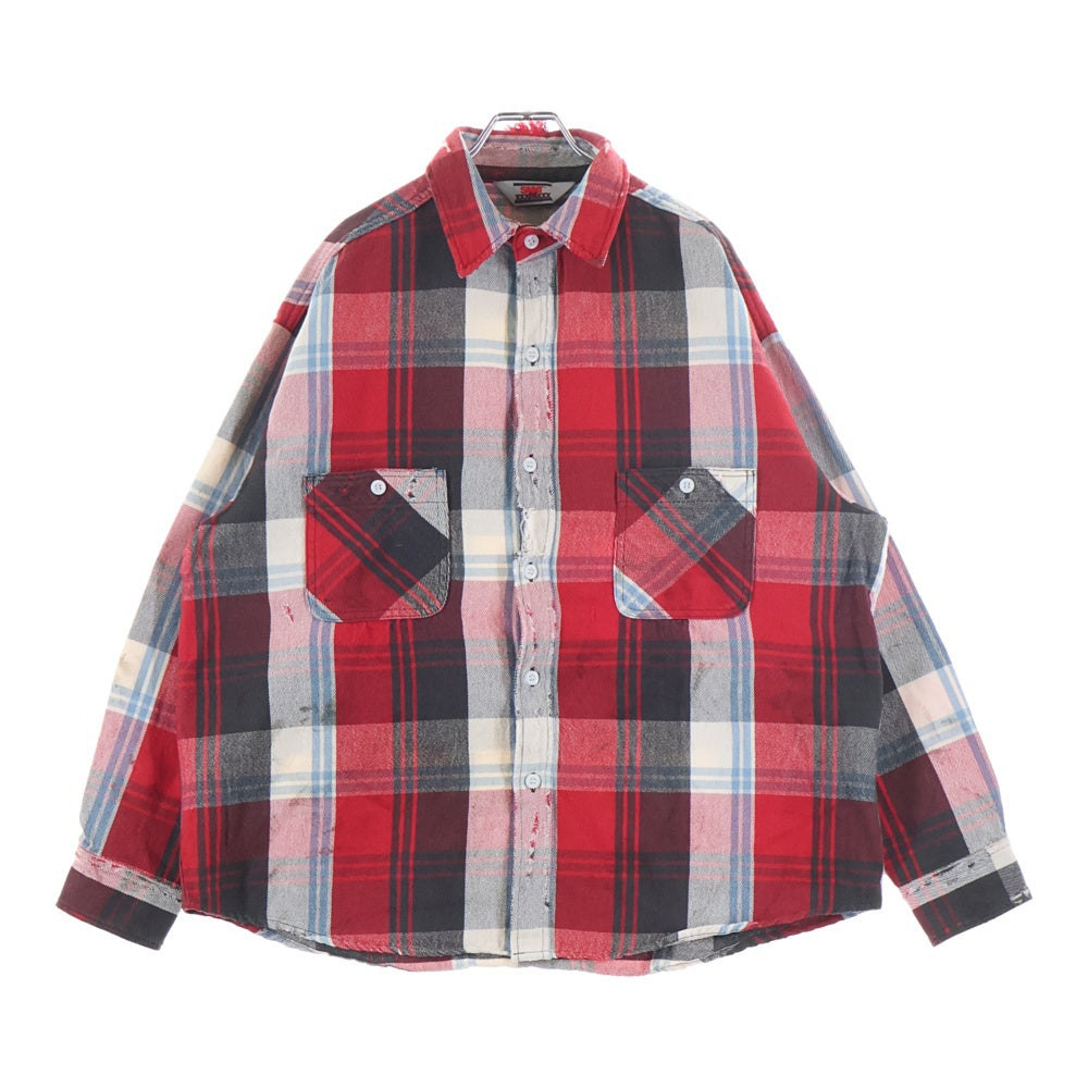 SAINT MICHAEL(セントマイケル) 25AW FLANNEL SHIRT SM-HR1-0000-043 長袖フランネルシャツ レッド