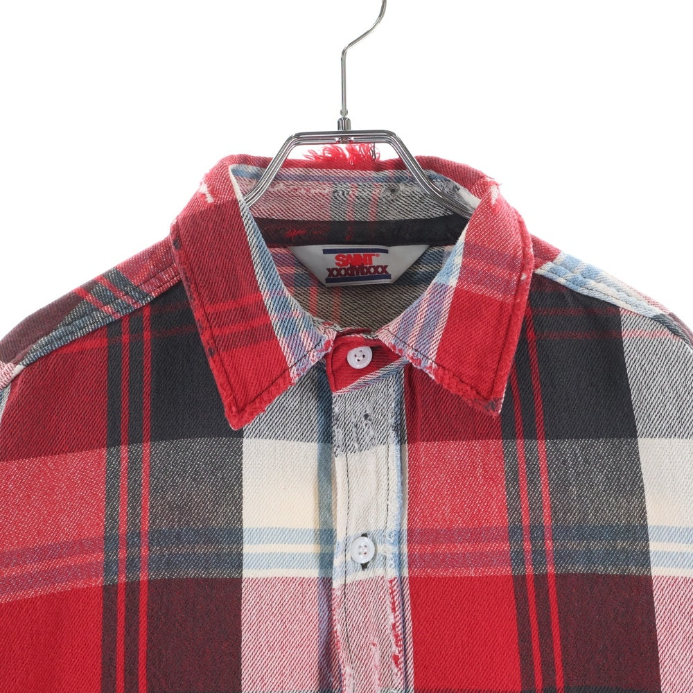 SAINT MICHAEL(セントマイケル) 25AW FLANNEL SHIRT SM-HR1-0000-043 長袖フランネルシャツ レッド