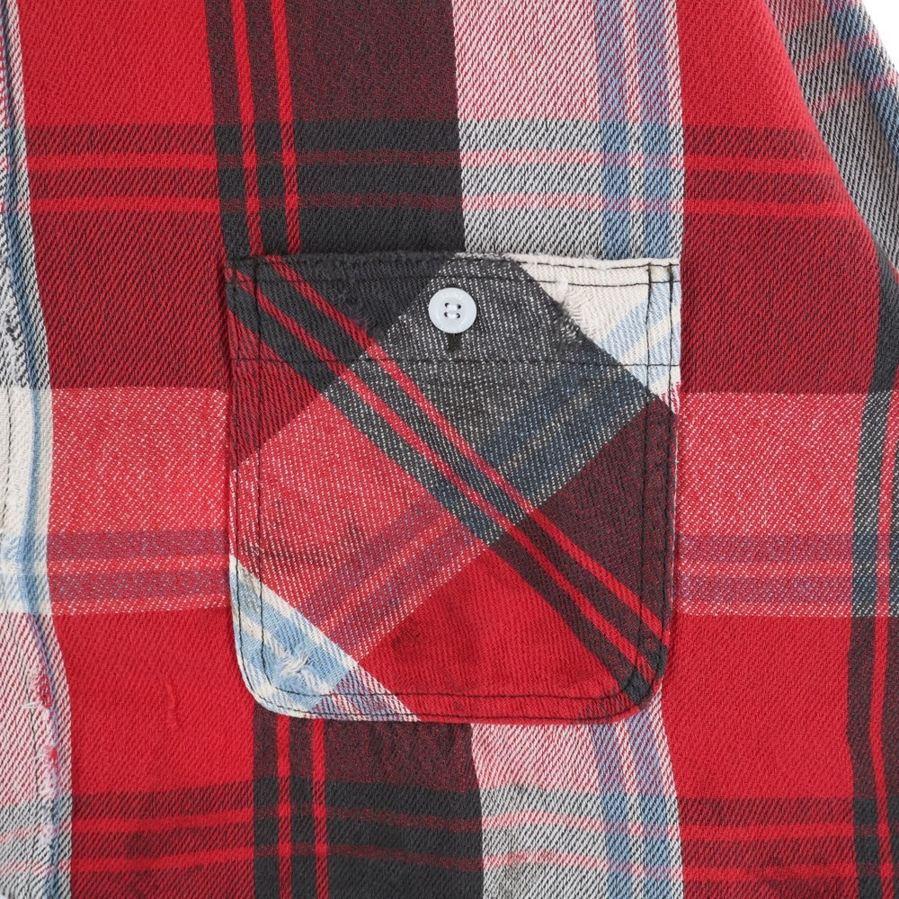 SAINT MICHAEL(セントマイケル) 25AW FLANNEL SHIRT SM-HR1-0000-043 長袖フランネルシャツ レッド