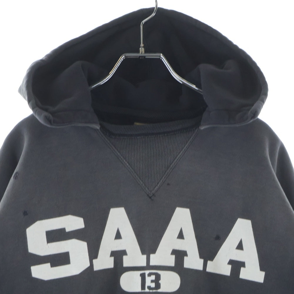 SAINT MICHAEL(セントマイケル) 25AW × BerBerJin BB AFTER Hoodie SM-HR1-0000-C58 ベルベルジン BBアフター ヴィンテージ加工 プルオーバーパーカー フーディ グレー