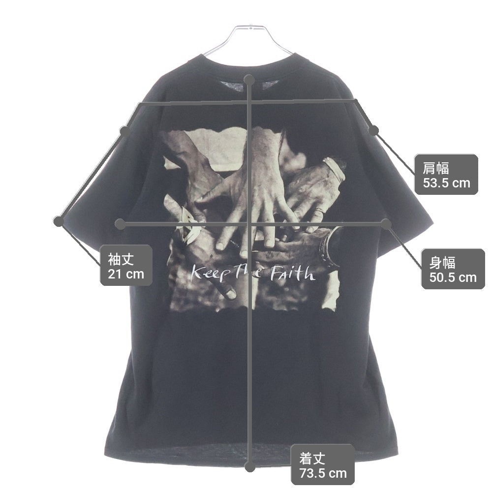 VINTAGE(ヴィンテージ) 90S BONJOVI KEEP THE FAITH TEE BROCKUM ブロッカムタグ 1992コピーライト USA製 ボンジョビ キープ ザ フェイス 両面プリントクルーネック半袖Tシャツ