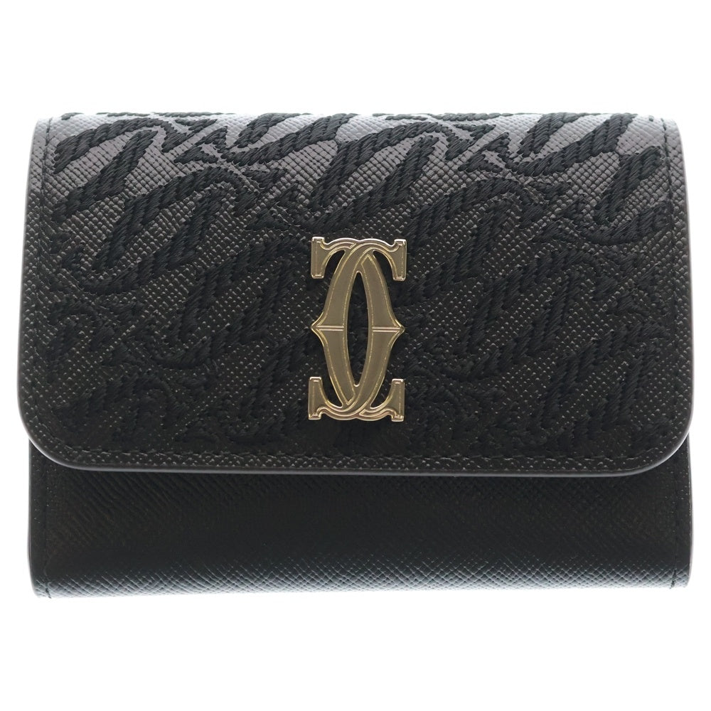 Cartier(カルティエ) C de Cartier CRL3002435 C ドゥ カルティエ ミニウォレット 2つ折り財布 ブラック レディース