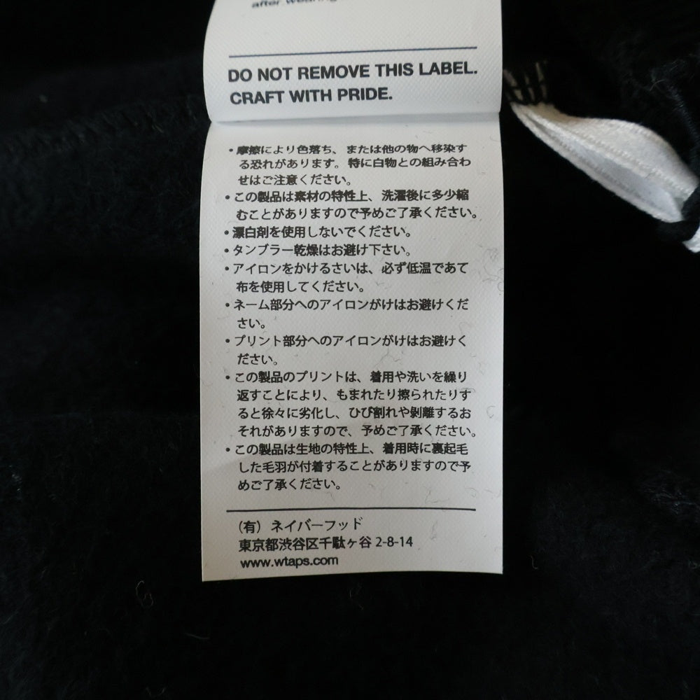 WTAPS(ダブルタップス) 24SS TNNL HOODY COTTON BLACK 両面発砲ロゴプリント プルオーバーパーカー フーディ ブラック