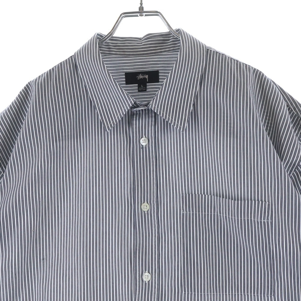 STUSSY(ステューシー) BOXY SS SHIRT 8 BALL STRIPE SHIRT 1110329 8ボールストライプ半袖シャツ ホワイト