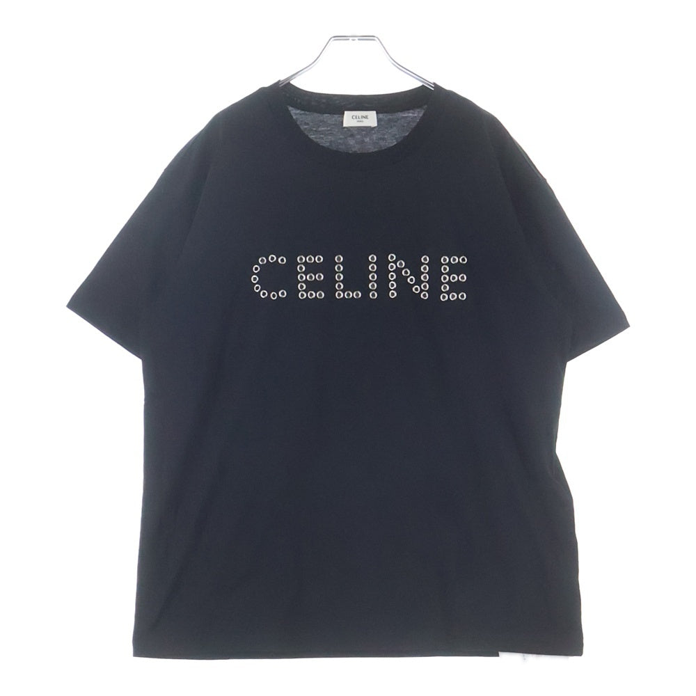 CELINE(セリーヌ) ロゴスタッズ 半袖シャツ カットソー クルーネック Tシャツ ブラック 2X41C671Q