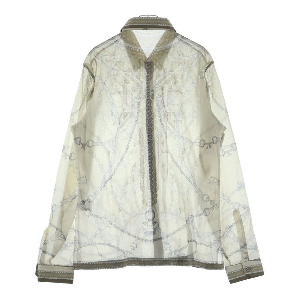 GUCCI(グッチ) ホースビット チェーン柄 レギュラーカラー シアーシャツ ホワイト系 259427 Z3258