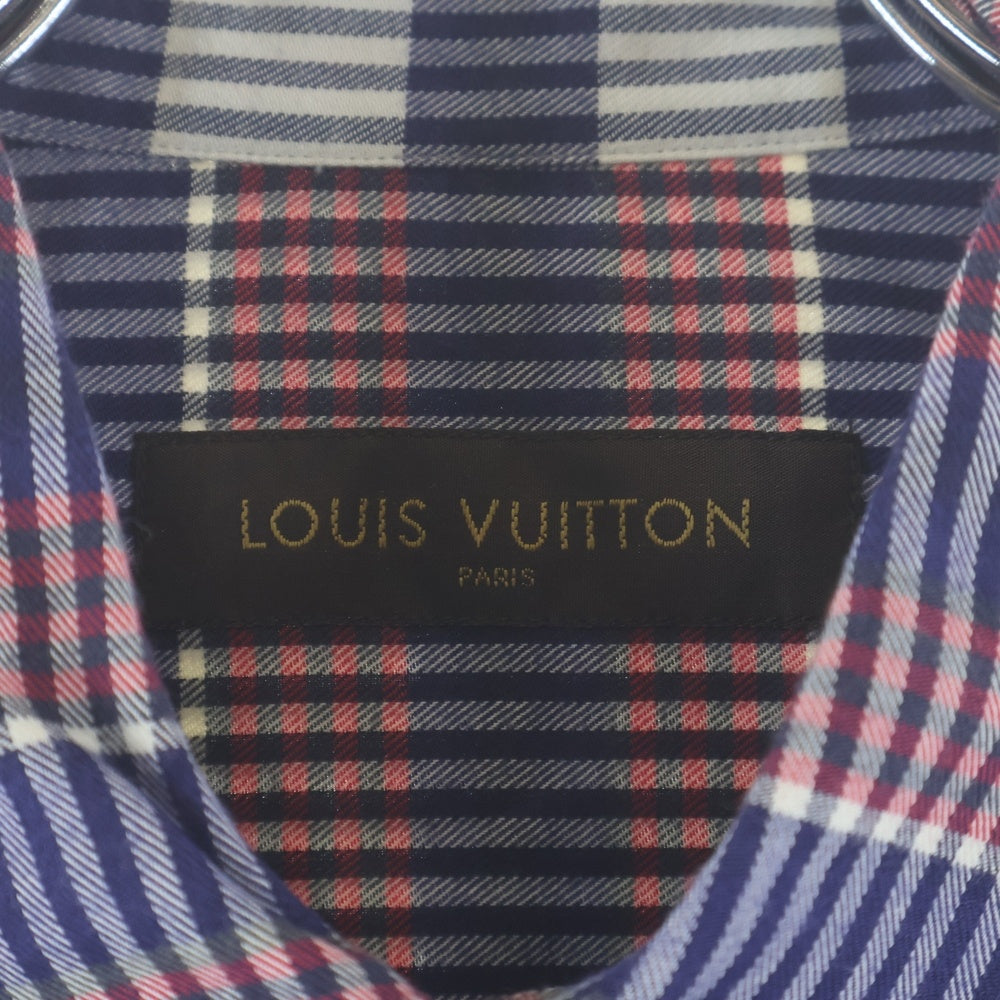 LOUIS VUITTON(ルイヴィトン) レギュラーカラー 長袖シャツ チェック柄 レッド/ブルー RM132M