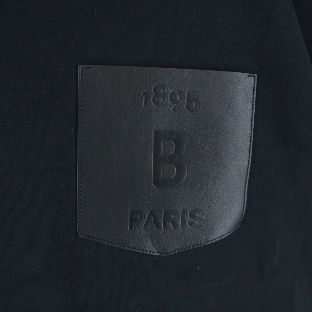Berluti(ベルルッティ) Bロゴ レザー胸ポケット 半袖Tシャツ カットソー クルーネック ブラック R15JRS32JADC