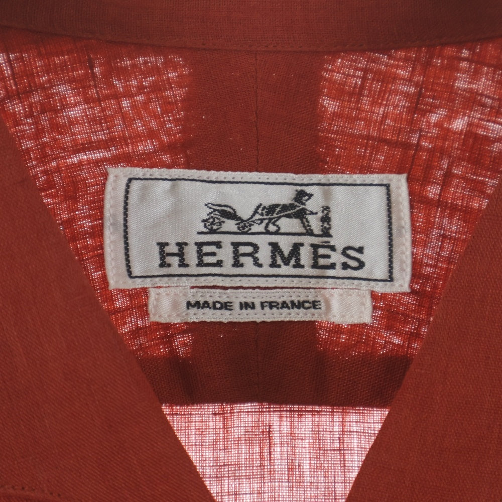 HERMES(エルメス) リネン 麻 長袖シャツ カットソー オレンジ
