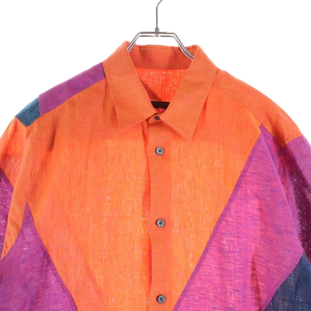 LOUIS VUITTON(ルイヴィトン) Multicolor Linen マルチカラー リネン 麻 半袖シャツ カットソー オレンジ/ネイビー RM131M H3SH32LIH