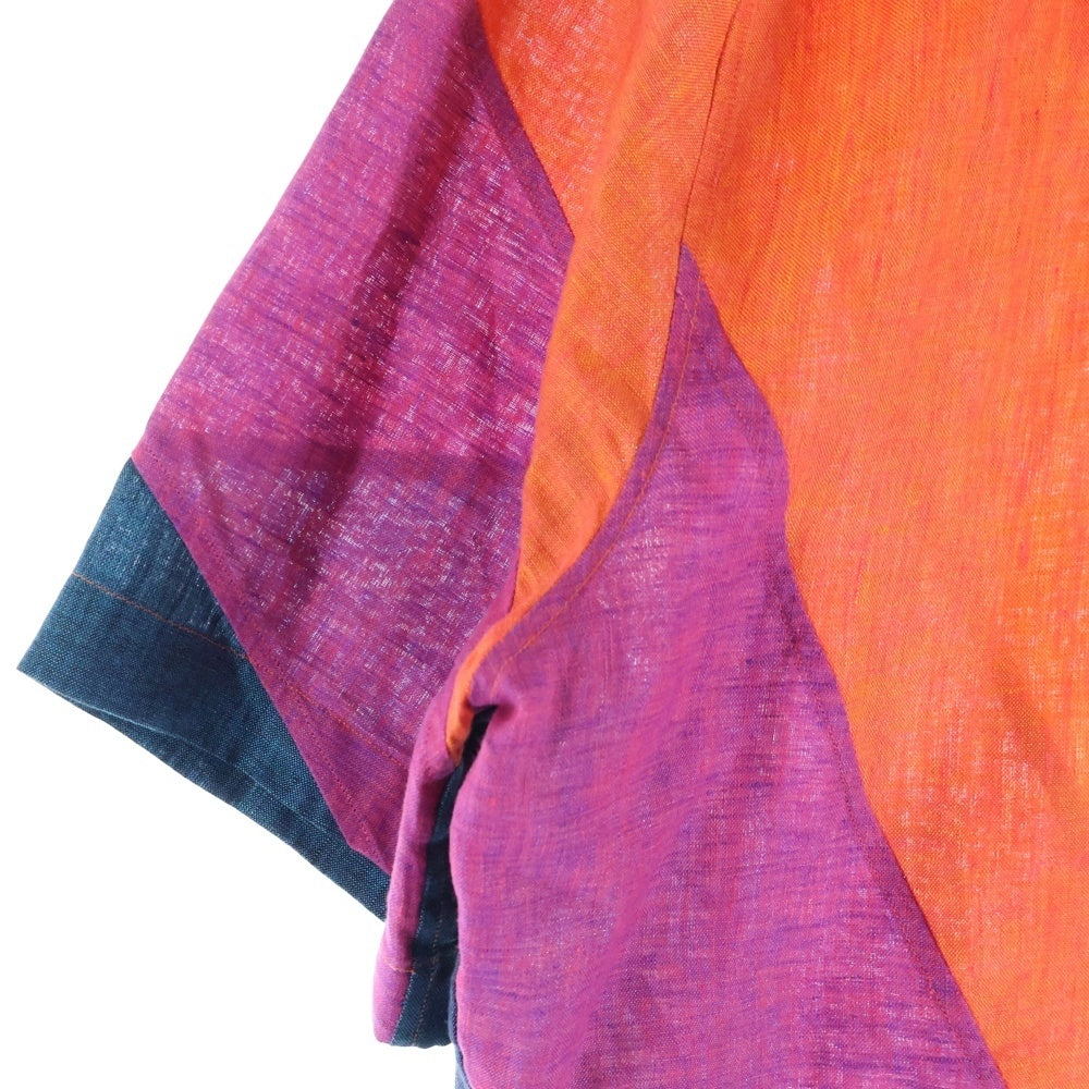 LOUIS VUITTON(ルイヴィトン) Multicolor Linen マルチカラー リネン 麻 半袖シャツ カットソー オレンジ/ネイビー RM131M H3SH32LIH