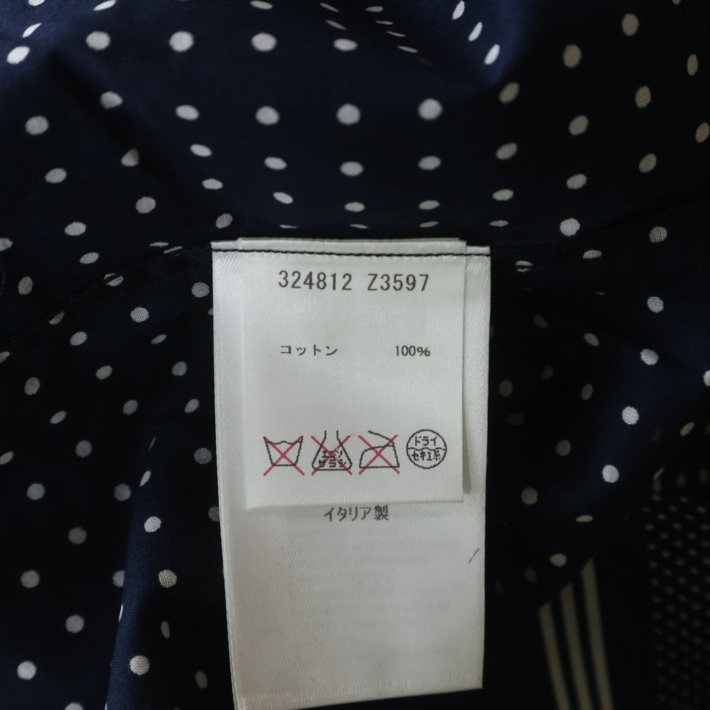GUCCI(グッチ) コットン レギュラーカラー 半袖シャツ カットソー ドット ボーダー ネイビー 324812 Z3597