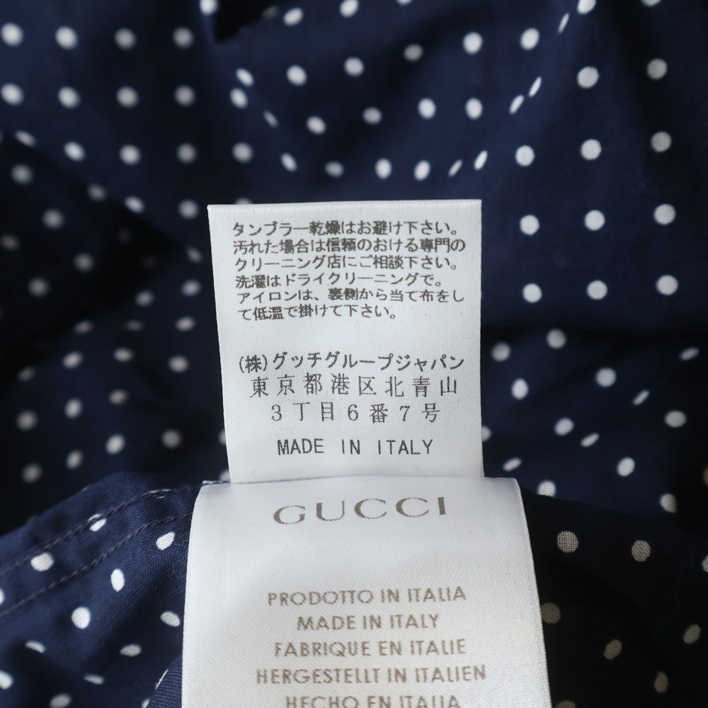 GUCCI(グッチ) コットン レギュラーカラー 半袖シャツ カットソー ドット ボーダー ネイビー 324812 Z3597