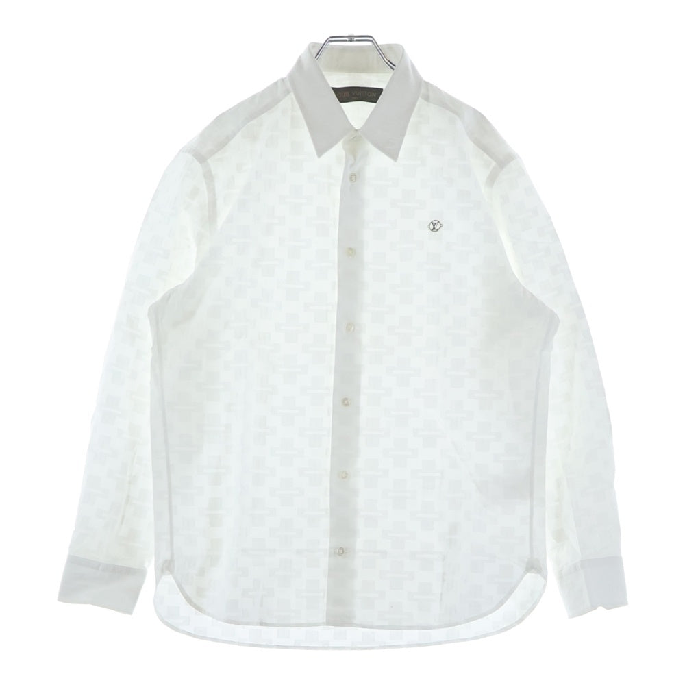 LOUIS VUITTON(ルイヴィトン) ワンポイントロゴ金具 総柄 ドレスシャツ 長袖シャツ ホワイト RM162 ADY HAS61W