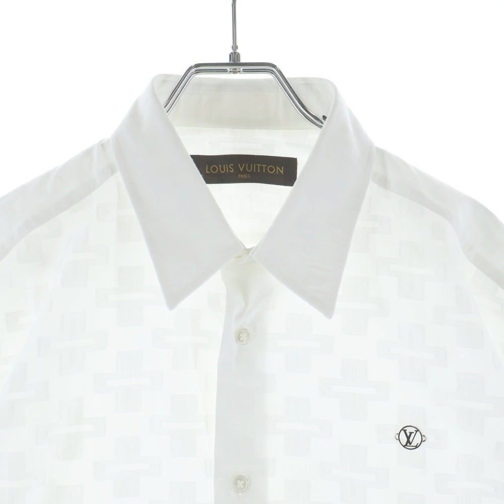 LOUIS VUITTON(ルイヴィトン) ワンポイントロゴ金具 総柄 ドレスシャツ 長袖シャツ ホワイト RM162 ADY HAS61W