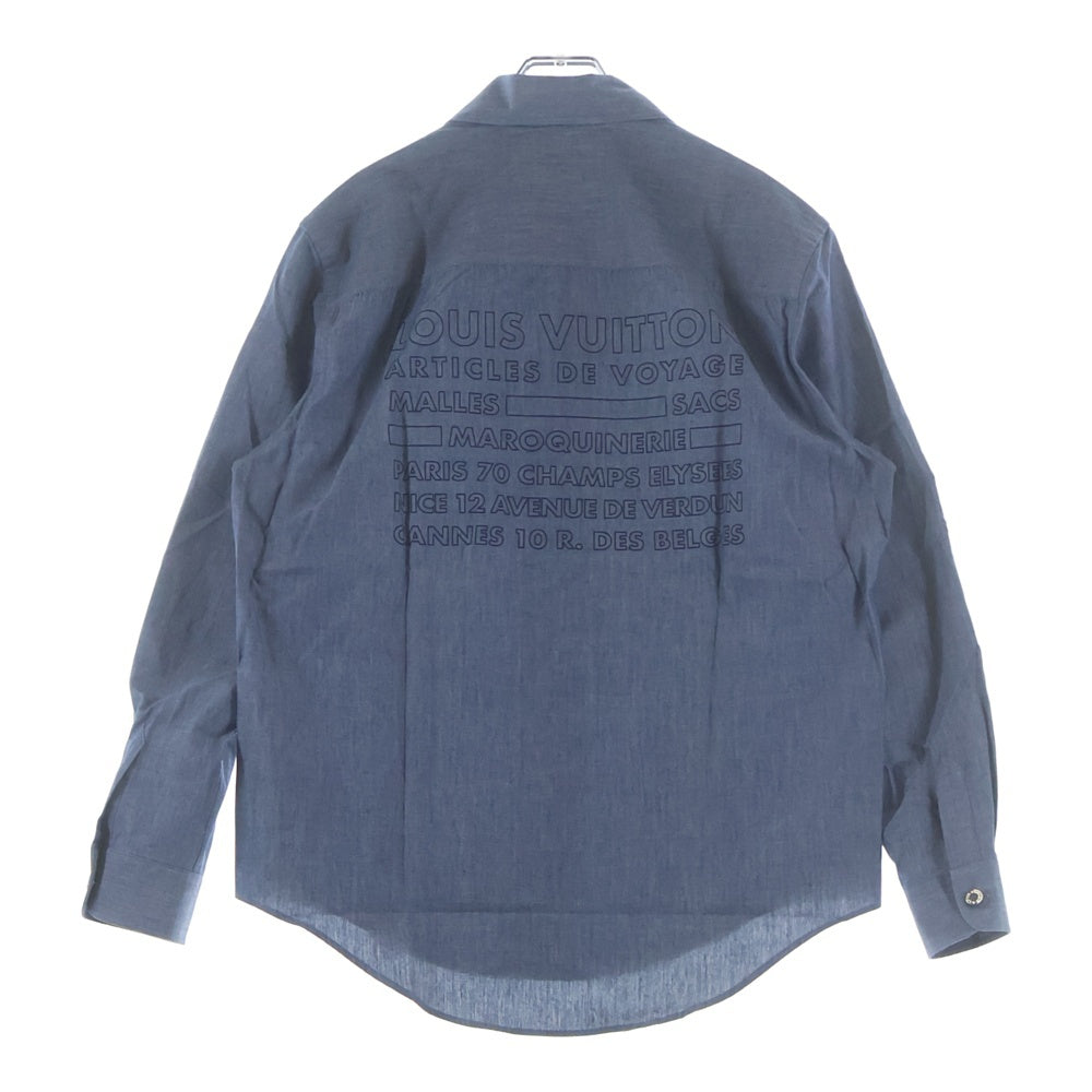 LOUIS VUITTON(ルイヴィトン) ウール混 ドレスシャツ バックプリント 長袖シャツ インディゴ MR162 DKX HAS87W
