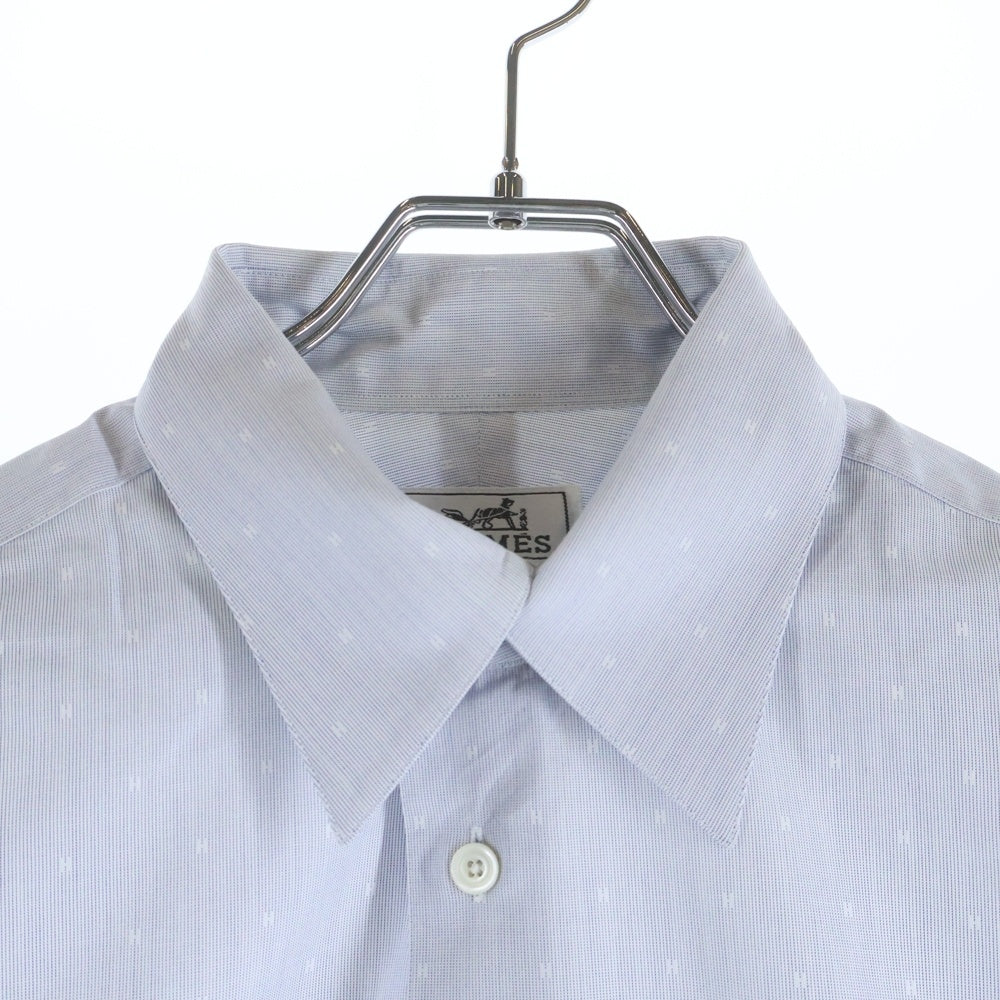 HERMES(エルメス) セリエボタン ドレスシャツ 長袖シャツ カットソー H総柄 ブルー