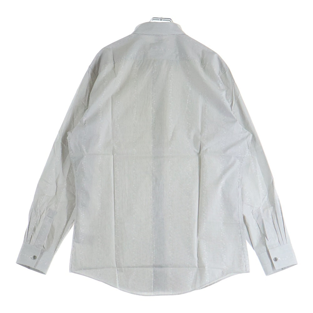 HERMES(エルメス) セリエボタン ドレスシャツ 長袖シャツ カットソー フラワーライン ボーダー グリーン