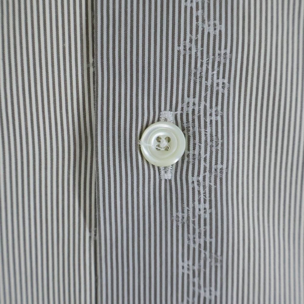 HERMES(エルメス) セリエボタン ドレスシャツ 長袖シャツ カットソー フラワーライン ボーダー グリーン