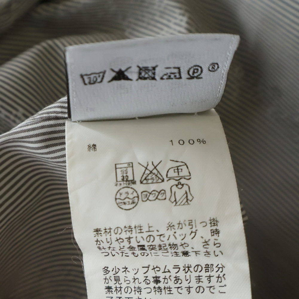 HERMES(エルメス) セリエボタン ドレスシャツ 長袖シャツ カットソー フラワーライン ボーダー グリーン