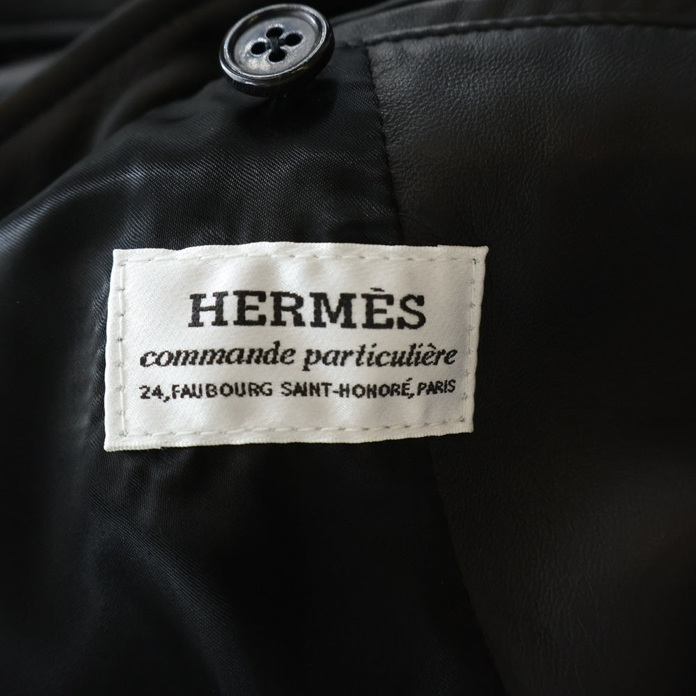 HERMES(エルメス) セミダブルライダースジャケット 羊皮 ラムレザー ブラック H638608