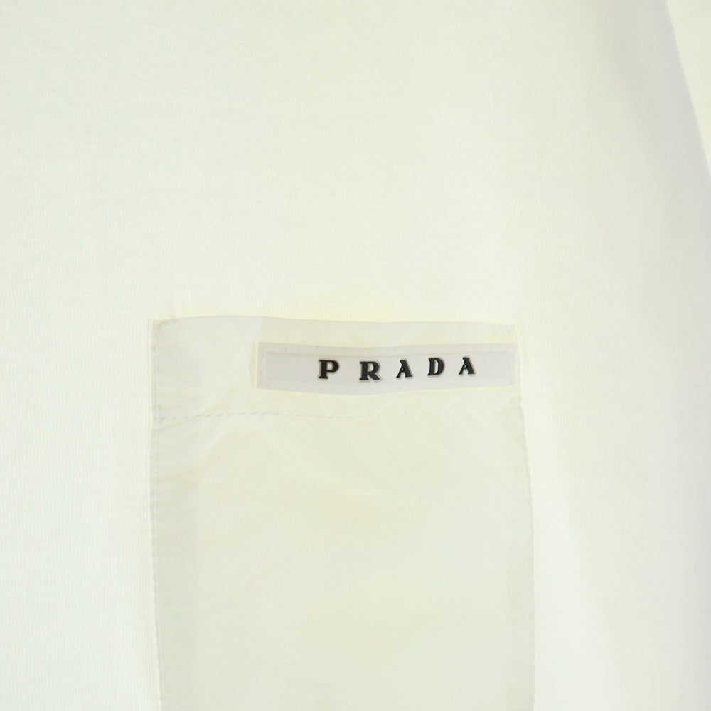 PRADA(プラダ) 21AW ラバーロゴ ナイロンポケット クルーネック半袖Tシャツカットソー ホワイト SJN250 R192 710