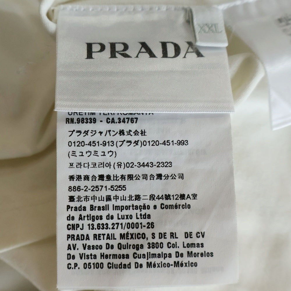 PRADA(プラダ) 21AW ラバーロゴ ナイロンポケット クルーネック半袖Tシャツカットソー ホワイト SJN250 R192 710