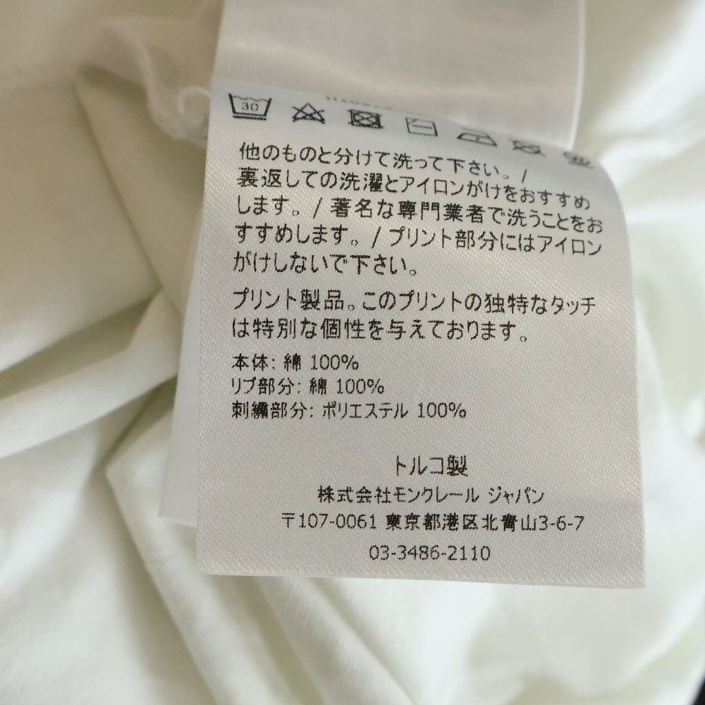 MONCLER(モンクレール) 22SS SS TSHIRT ロゴバックプリント ワンポイント刺繍 クルーネック半袖Tシャツカットソー ホワイト H10918C00026 829H8
