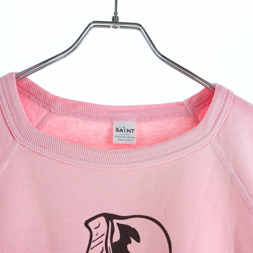 SAINT MICHAEL(セントマイケル) ×A BATHING APE BAPE_SS CRW N SWT SM-MK8-0000-C51 アベイシングエイプ フロントプリントクルーネック半袖スウェットTシャツカットソー ピンク