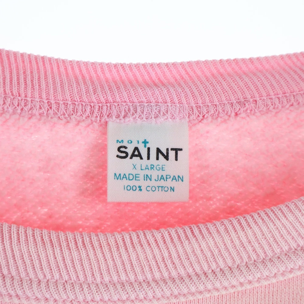 SAINT MICHAEL(セントマイケル) ×A BATHING APE BAPE_SS CRW N SWT SM-MK8-0000-C51 アベイシングエイプ フロントプリントクルーネック半袖スウェットTシャツカットソー ピンク