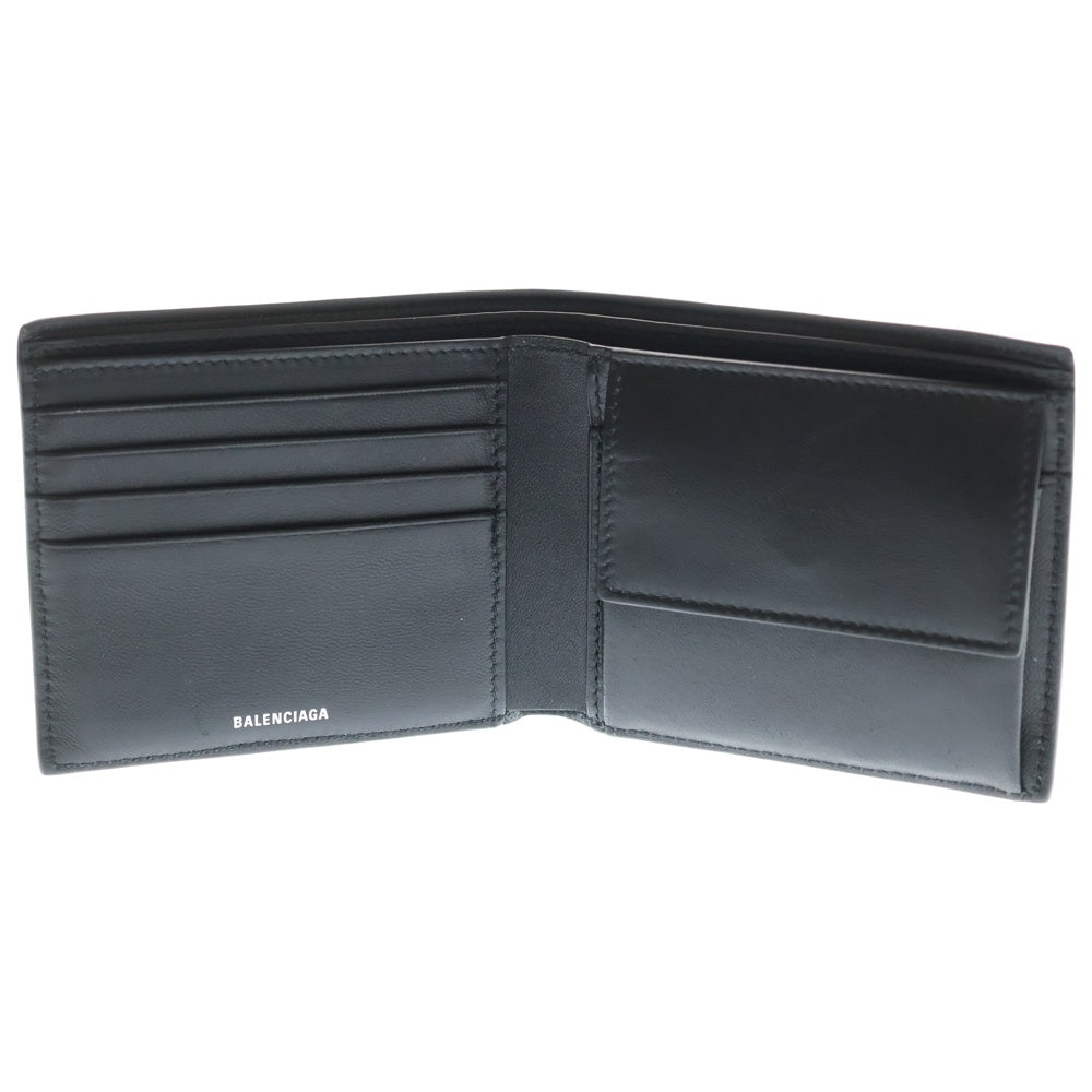 BALENCIAGA(バレンシアガ) BBロゴ レザー コンパクトウォレット 2つ折り財布 ブラック 779971