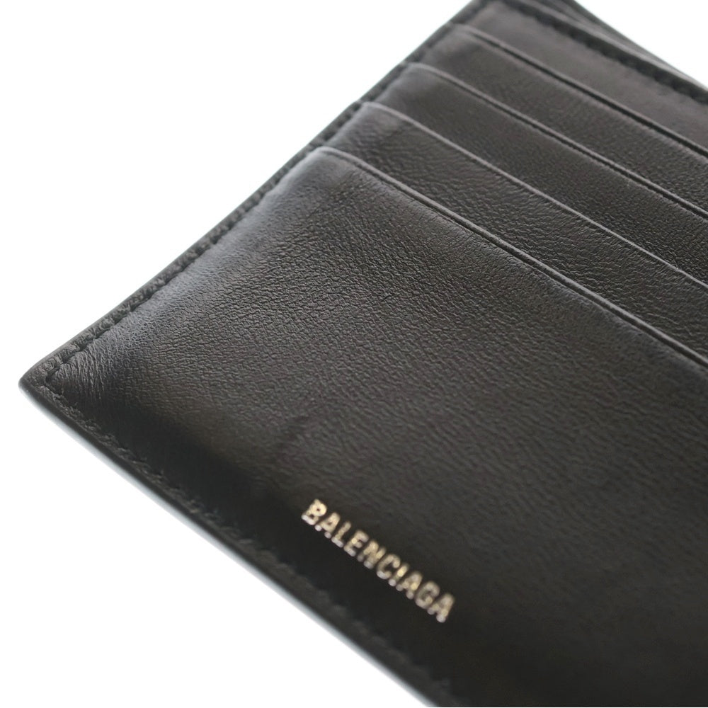 BALENCIAGA(バレンシアガ) BBロゴ レザー コンパクトウォレット 2つ折り財布 ブラック 779971