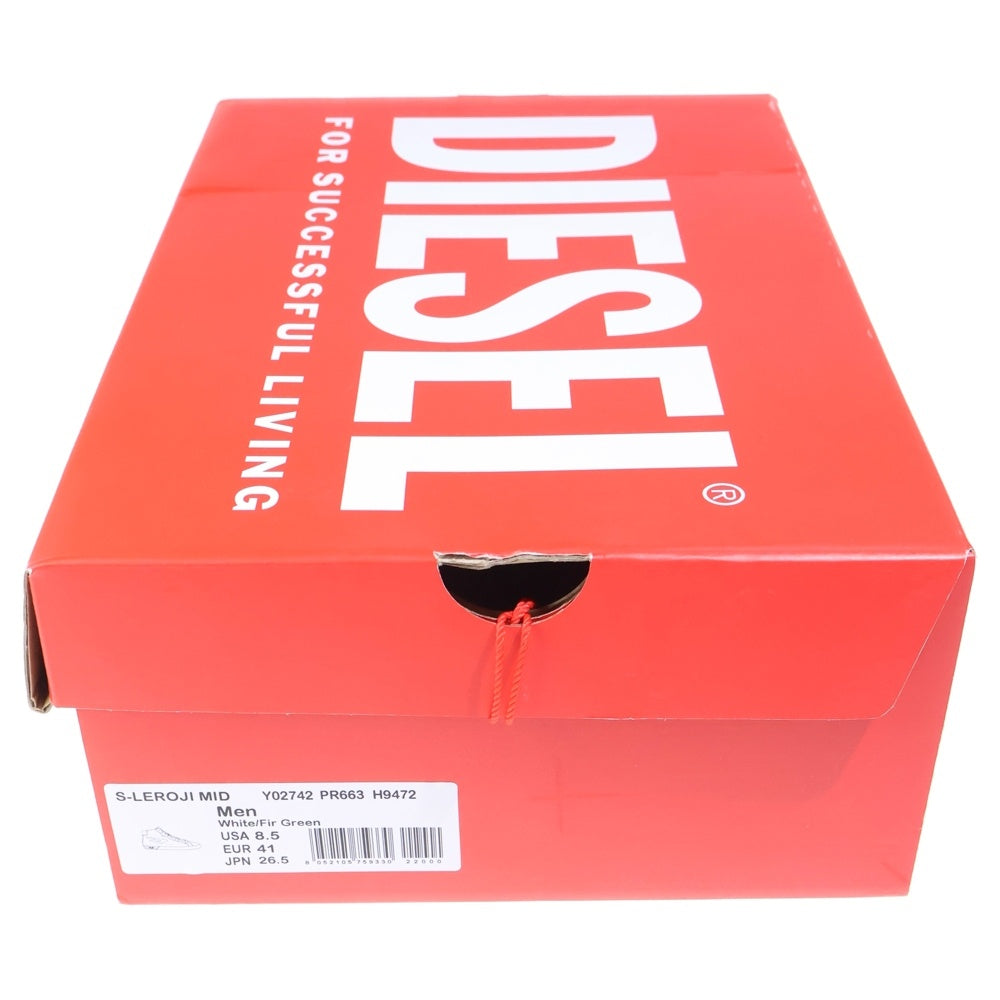 DIESEL(ディーゼル) S-LEROJI MID Y02742 PR663 ダーティ加工 Dロゴ ミッドカットスニーカー ホワイト