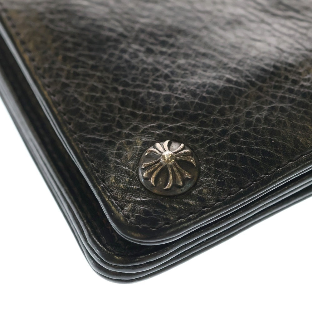 CHROME HEARTS(クロムハーツ) 2ZIP 2ジップ クロスボールボタンレザーウォレット 財布 ブラック BCA363