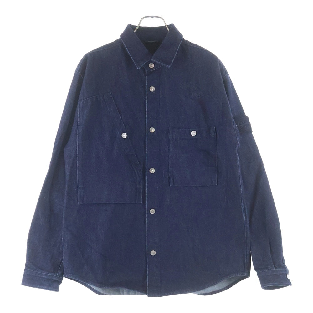 STONE ISLAND(ストーンアイランド) 25AW Logo Patch Denim Overshirt ロゴワッペン デニム オーバーサイズ 長袖シャツ インディゴ K2S151100008S00J7