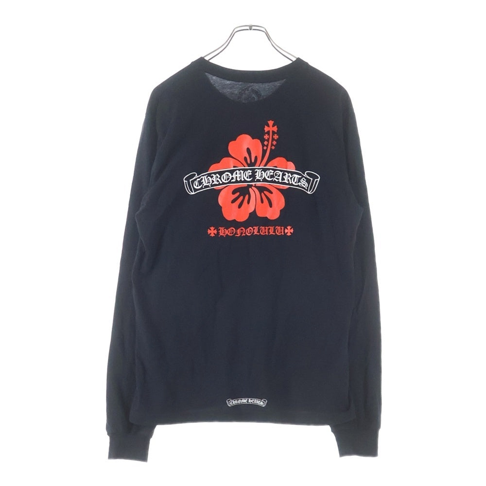 CHROME HEARTS(クロムハーツ) Honolulu Limited Back Scroll Logo L/S Tee ホノルル限定 バックスクロールロゴプリント クルーネック長袖Tシャツカットソー ロングスリーブ ロンT ブラック