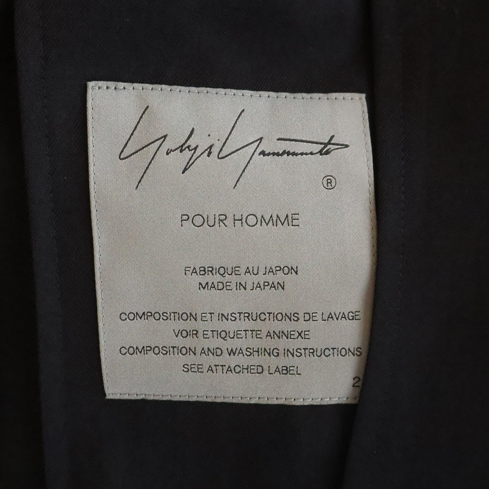 Yohji Yamamoto POUR HOMME(ヨウジヤマモト プールオム) GABARDINE FRONT CURVE 1B テーラードジャケット ブラック HD-J37-100