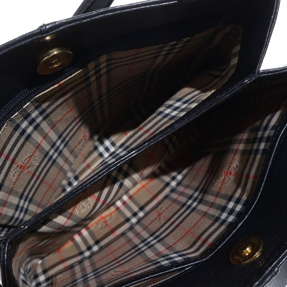 BURBERRY(バーバリー) ゴールド金具 レザーハンドバッグ ブラック/ゴールド