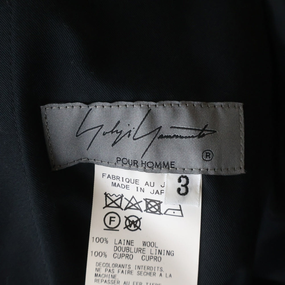 Yohji Yamamoto POUR HOMME(ヨウジヤマモト プールオム) 21AW ウ-ルギャバ N-2タック中太パンツ ブラック HX-P19-100
