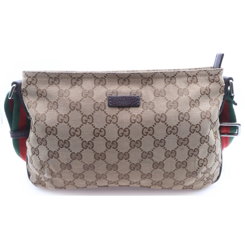 GUCCI(グッチ) GGキャンバス シェリーライン キャンバス レザーショルダーバッグ ベージュ 189749 レディース