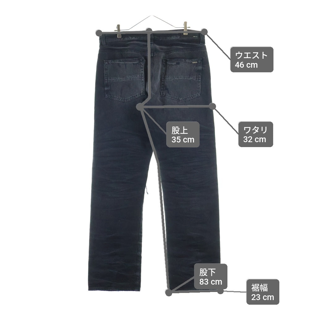 AMIRI(アミリ) デストロイ加工 ウォッシュド ワイドバギーデニムパンツ ブラック SRAMDNGH1086SMRBC00