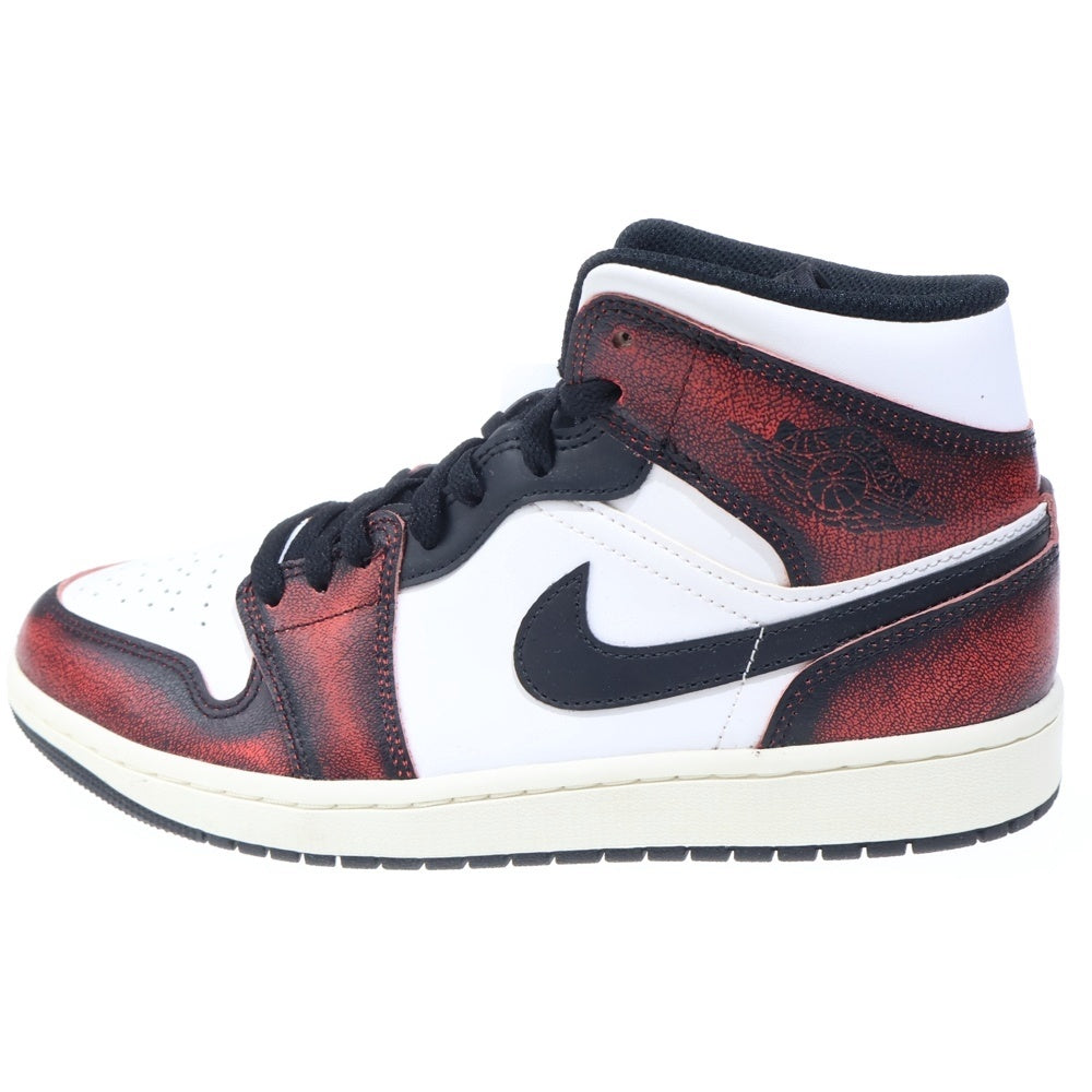 NIKE(ナイキ) AIR JORDAN1 MID SE WEAR AWAY エアジョーダン1 ミッド ハイカットスニーカー レッド/ホワイト US9.5/27.5cm DV9565-006