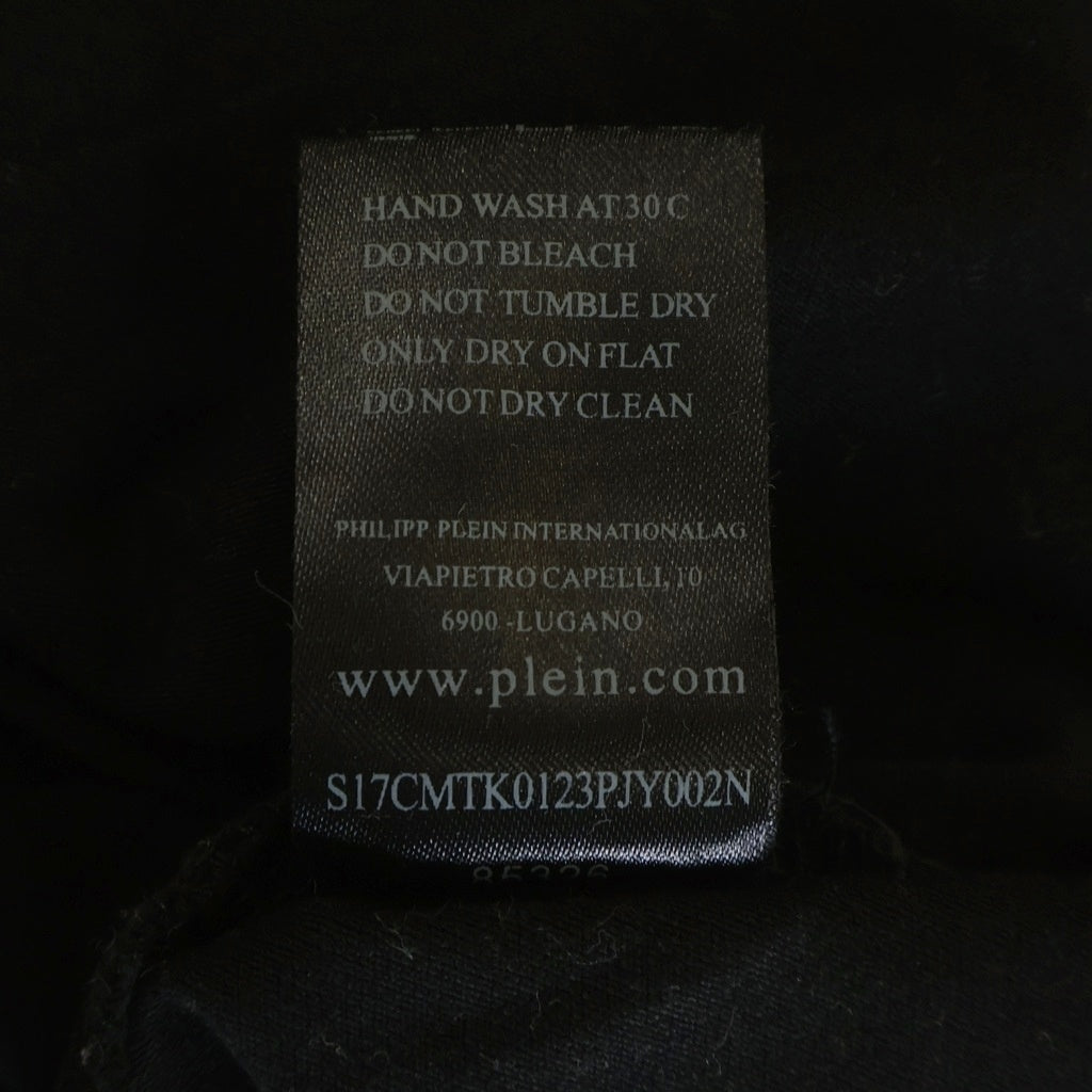 Philipp Plein(フィリッププレイン) HOMME タイガー ラインストーン ポロシャツ プリント 半袖Tシャツ カットソー ブラック
