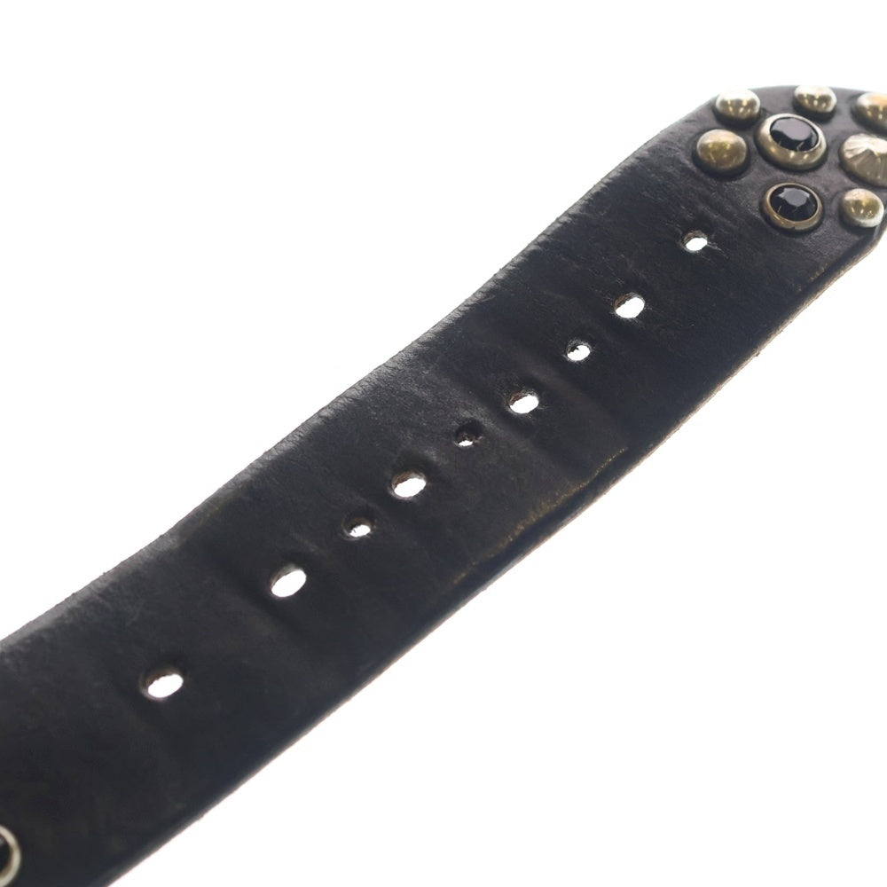 HTC(エイチティーシー) Studs Leather Belt スタッズ レザー ベルト ブラック/ゴールド